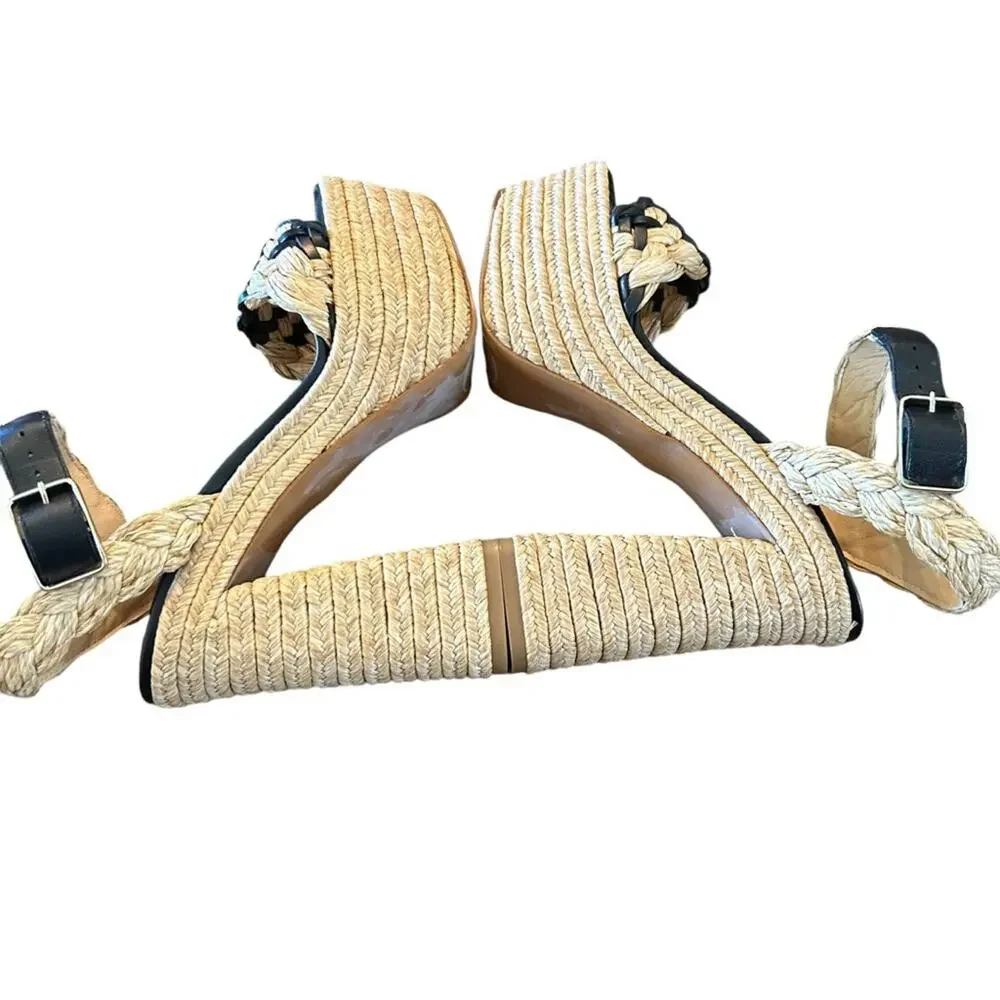 Castaner Agnes Raffia & Leather Platform Sandals Braided Detail NEW EU 39 US 8